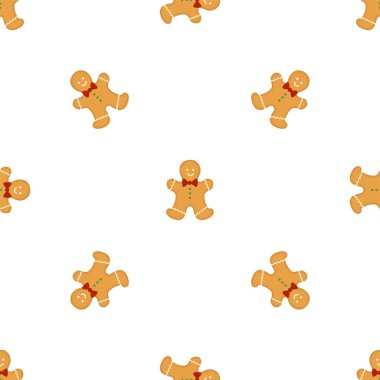 Big set identical gingerbread man, kit colorful pastry cookie