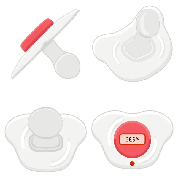 Illustration zum Thema große farbige Babyschnuller, Schnuller mit — Stockvektor