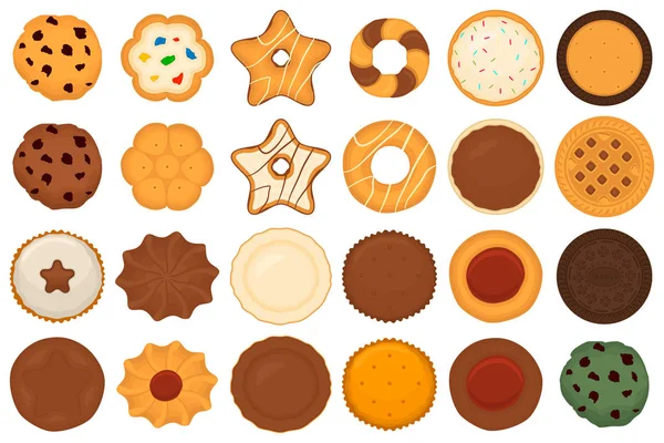 Illusztráció a téma nagy készlet különböző keksz, kit színes pa — Stock Vector