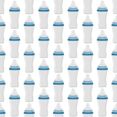 Bebek sütü, plastik emzik ile berrak şişede.