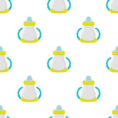 Bebek sütü, plastik emzik ile berrak şişede.