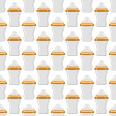 Bebek sütü, plastik emzik ile berrak şişede.