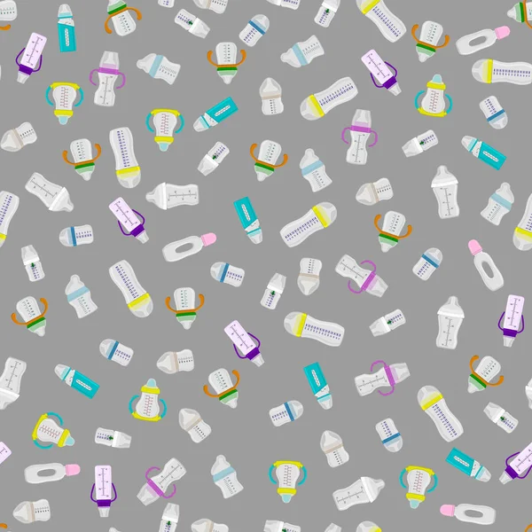 Ілюстрація на тему великого кольорового набору дитячого молока в пляшці з р — стоковий вектор