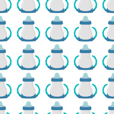 Bebek sütü, plastik emzik ile berrak şişede.