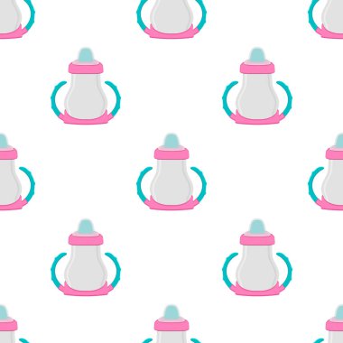 Bebek sütü, plastik emzik ile berrak şişede.