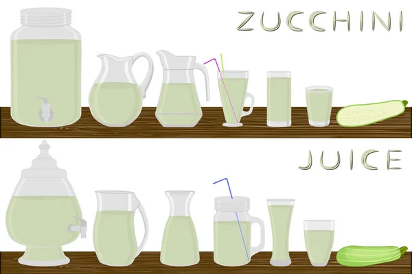 Illustration Auf Thema Kit Verschiedene Arten Von Gläsern Zucchini Krüge — Stockvektor