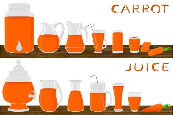 Ilustracja Temat Duży Zestaw Różnych Typów Szkła Marchew Dzbanki Różnej — Wektor stockowy