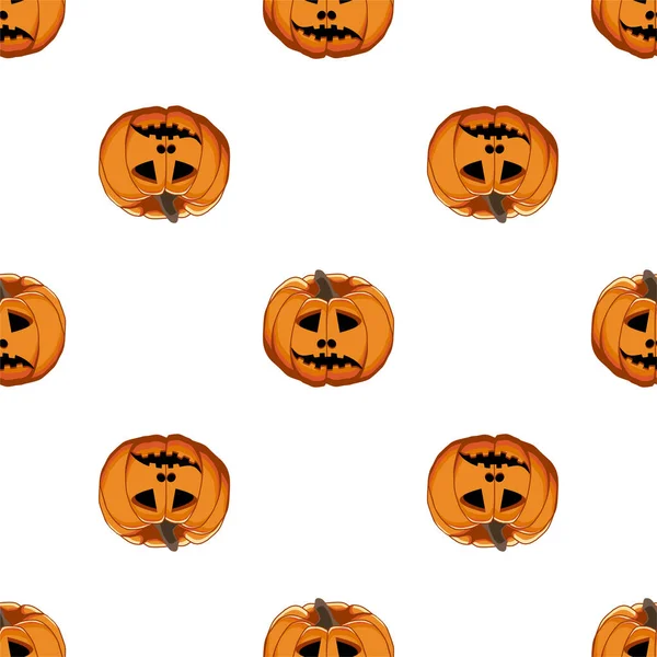 Ilustração Tema Grande Padrão Colorido Halloween Abóbora Laranja Sem Costura — Vetor de Stock