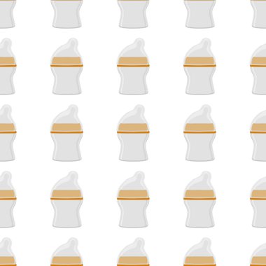 Renkli bebek sütü ve plastik emzik üzerine bir resim. Bebek sütü şişesi, yeni doğan bebeklere tahsilat yapmak için iyi bir emzik. Süt şişesinde emzik, bebek bakım ekipmanı..