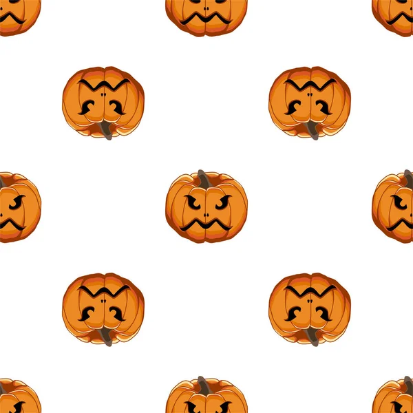 Ilustracja Temat Duży Kolorowy Wzór Halloween Bez Szwu Pomarańczowy Dynia — Wektor stockowy