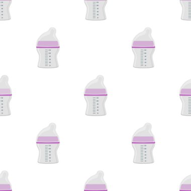 Renkli bebek sütü ve plastik emzik üzerine bir resim. Bebek sütü şişesi, yeni doğan bebeklere tahsilat yapmak için iyi bir emzik. Süt şişesinde emzik, bebek bakım ekipmanı..