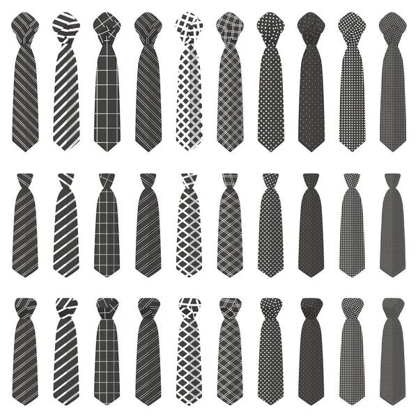 Tema Büyük Resimde Farklı Türleri Çeşitli Boyut Kravatlar Bağları Ayarlayın — Stok Vektör