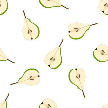 Tema üzerine resim büyük renkli dikişsiz armut, fok balığı için parlak meyve deseni. Güzel, pürüzsüz armuttan oluşan meyve deseni. Kusursuz armuttan basit renkli desenli meyve.