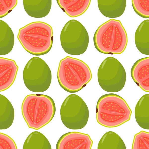 Illustration Sur Thème Grande Goyave Sans Couture Couleur Motif Fruits — Image vectorielle