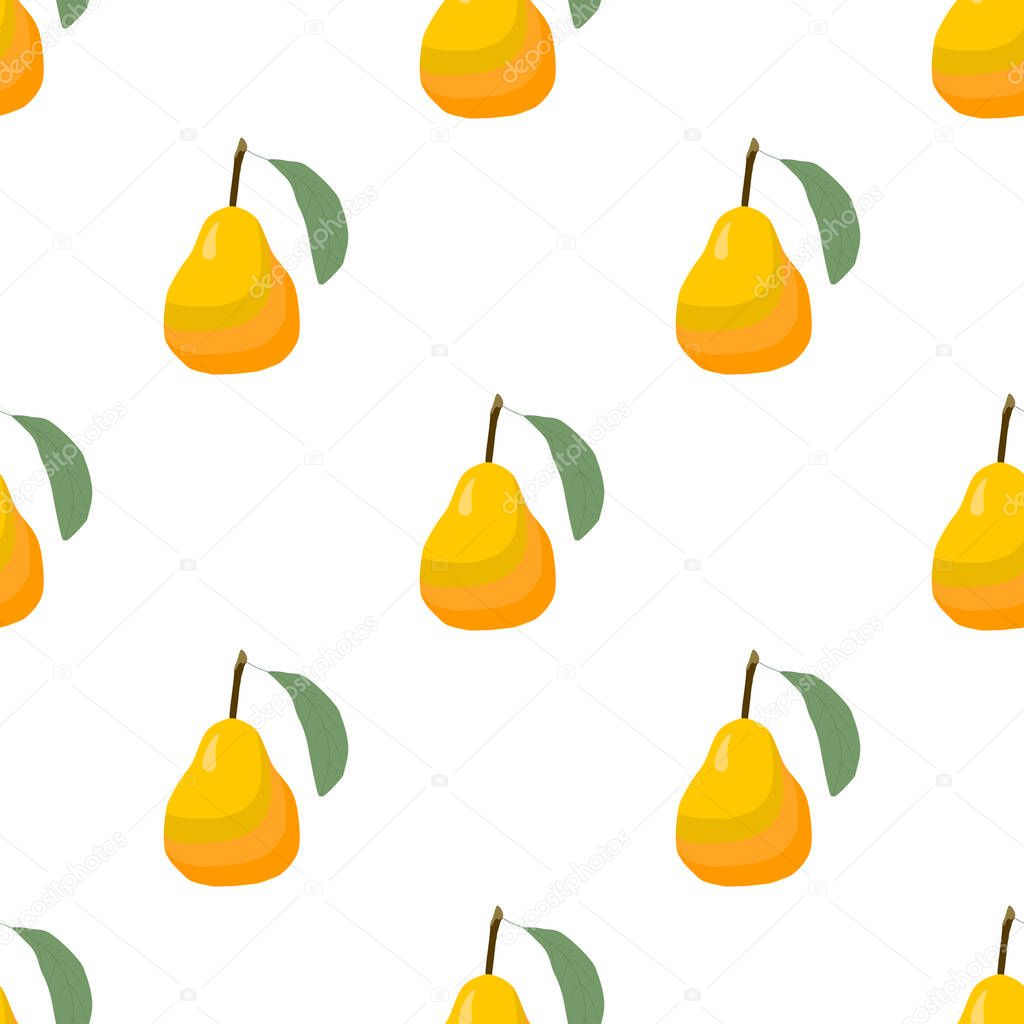 Illustration on theme big colored seamless pear, bright fruit pattern for seal. Fruit pattern consisting of beautiful seamless repeat pear. Simple colorful pattern fruit from seamless pear.