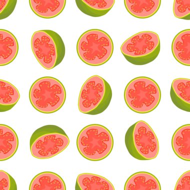 Tema üzerine resim, büyük renksiz guava, fok balığı için parlak meyve deseni. Güzel, pürüzsüz tekrar eden guava 'dan oluşan meyve deseni. Kusursuz yumuşak guavadan basit renkli desenli meyve.