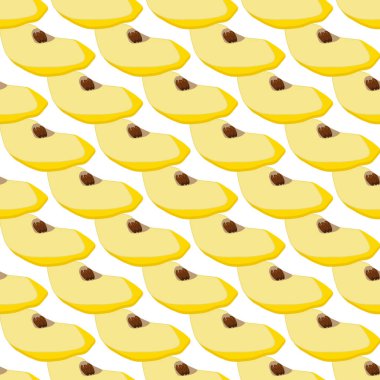 Tema üzerine resim büyük, renksiz ayva, fok balığı için parlak meyve deseni. Güzel, pürüzsüz, tekrar eden ayva şeklinden oluşan meyve deseni. Dikensiz ayvadan basit renkli desenli meyve.