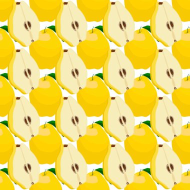 Tema üzerine resim büyük, renksiz ayva, fok balığı için parlak meyve deseni. Güzel, pürüzsüz, tekrar eden ayva şeklinden oluşan meyve deseni. Dikensiz ayvadan basit renkli desenli meyve.