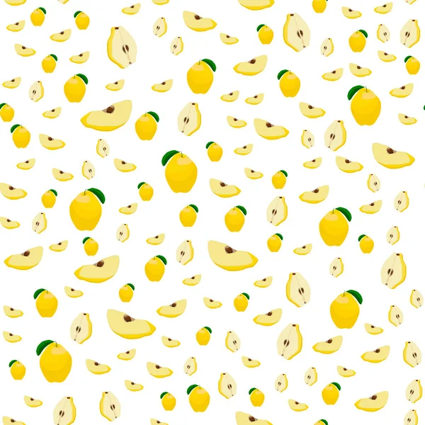 Illustration Zum Thema Große Farbige Nahtlose Quitte Helles Fruchtmuster Für — Stockvektor