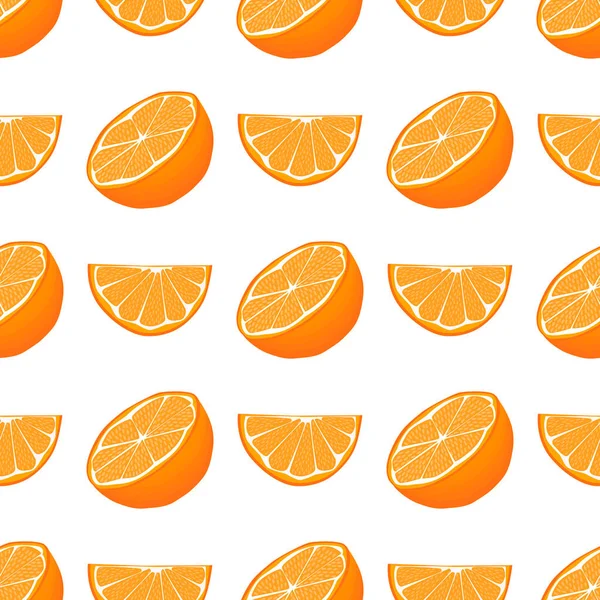 Ilustração Tema Laranja Sem Costura Cor Grande Padrão Fruta Brilhante — Vetor de Stock