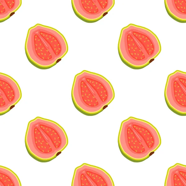 大きな色のシームレスなグアバをテーマにしたイラスト シールのための明るいフルーツパターン 美しいシームレスな繰り返しグアバで構成される果物のパターン シームレスな柔らかいグアバからのシンプルなカラフルなパターンフルーツ — ストックベクタ