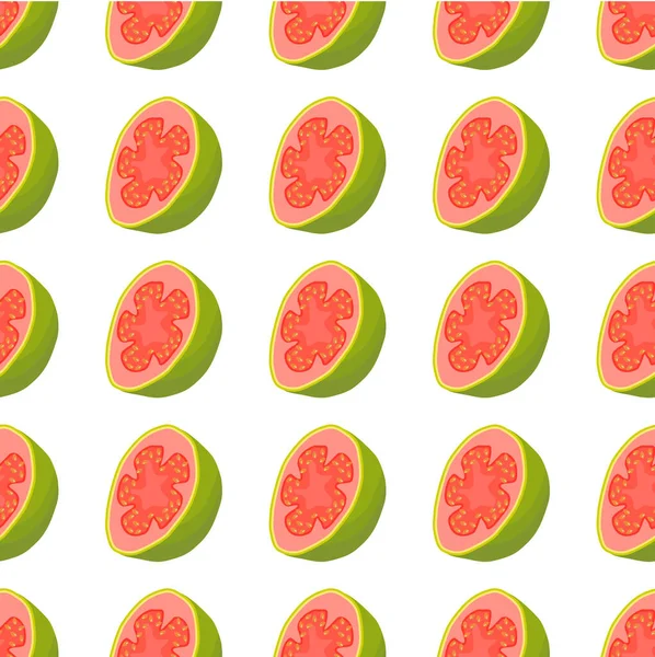 Ilustración Sobre Tema Guayaba Inconsútil Color Grande Patrón Fruta Brillante — Vector de stock