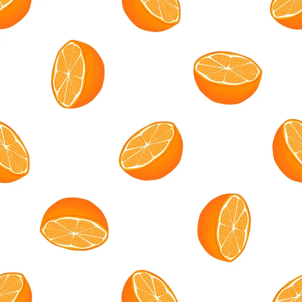 Ilustração Tema Laranja Sem Costura Cor Grande Padrão Fruta Brilhante — Vetor de Stock