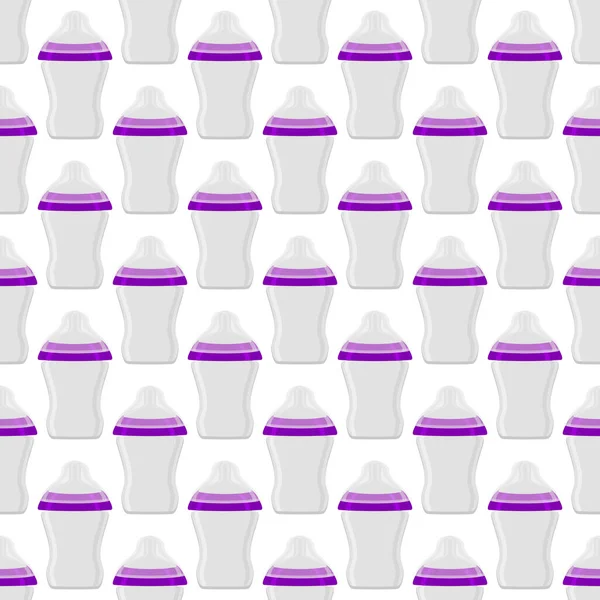 Ilustracja Temat Kolorowy Zestaw Mleko Dla Niemowląt Przezroczystej Butelce Gumowym — Wektor stockowy