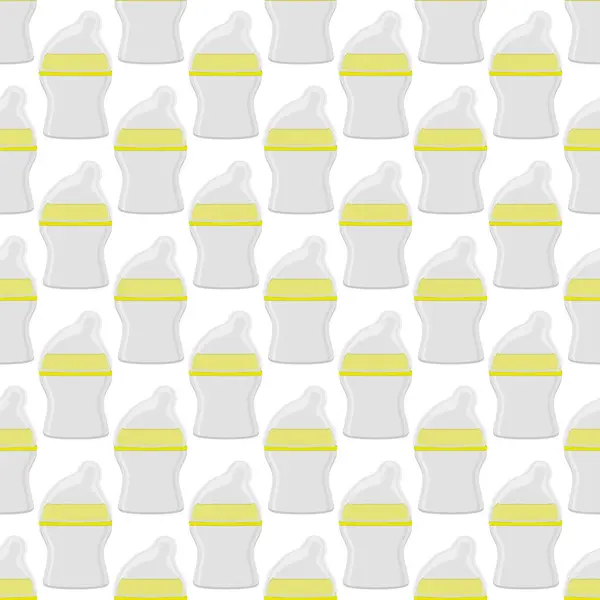 Ilustracja Temat Kolorowy Zestaw Mleko Dla Niemowląt Przezroczystej Butelce Gumowym — Wektor stockowy