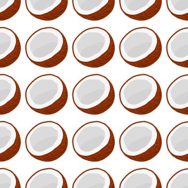 Tema üzerine resim büyük renksiz hindistan cevizi, fok balığı için parlak meyve deseni. Güzel, pürüzsüz tekrar eden hindistan cevizinden oluşan meyve deseni. Basit renkli desenli meyvesiz yumuşak hindistan cevizi.