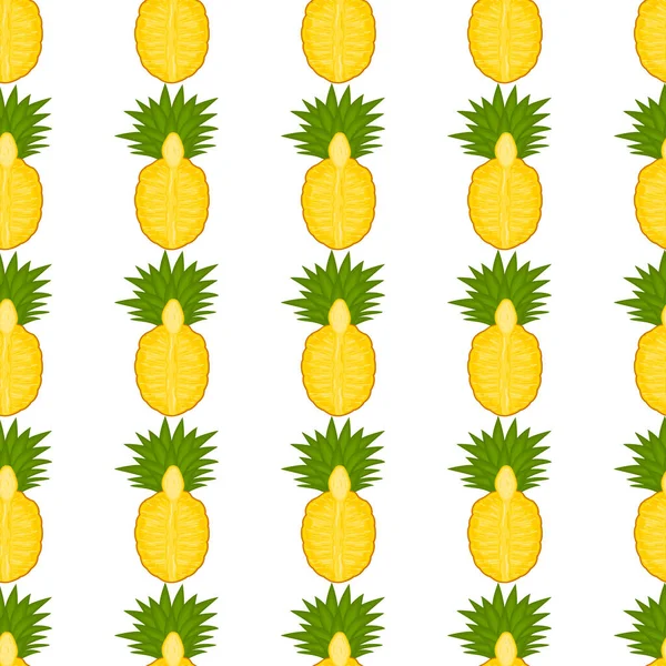 Illustrazione Sul Tema Grande Ananas Senza Cuciture Colorato Modello Frutta — Vettoriale Stock