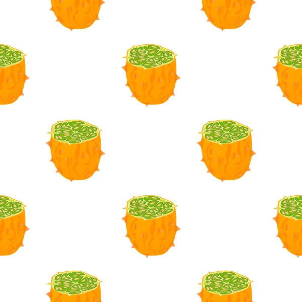 Illustrazione Sul Tema Grande Kiwano Senza Cuciture Colorato Modello Frutta — Vettoriale Stock