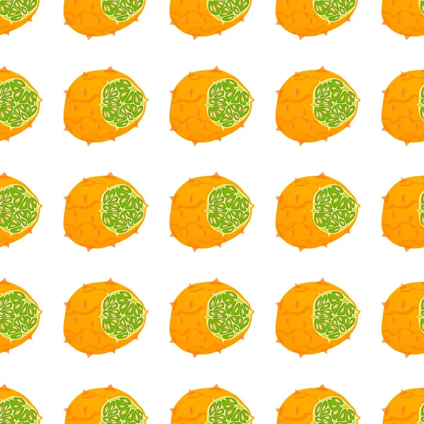 Ilustración Sobre Tema Kiwano Inconsútil Color Grande Patrón Fruta Brillante — Vector de stock