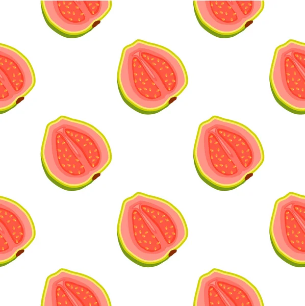 Illustration Zum Thema Große Farbige Nahtlose Guave Leuchtendes Fruchtmuster Für — Stockvektor