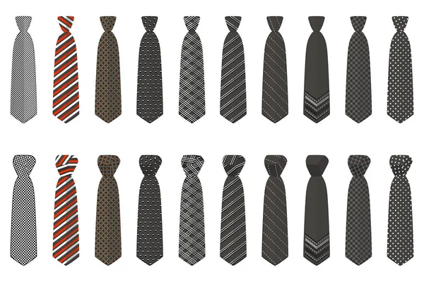 Illustrazione Sul Tema Grandi Cravatte Set Diversi Tipi Cravatte Varie — Vettoriale Stock