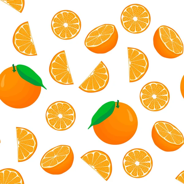 Ilustración Sobre Tema Color Grande Sin Costura Naranja Patrón Fruta — Vector de stock