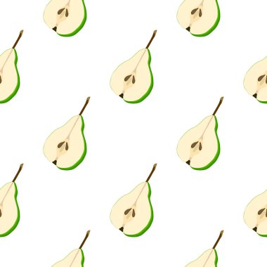 Tema üzerine resim büyük renkli dikişsiz armut, fok balığı için parlak meyve deseni. Güzel, pürüzsüz armuttan oluşan meyve deseni. Kusursuz armuttan basit renkli desenli meyve.