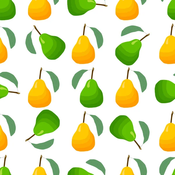 Ilustración Sobre Tema Pera Inconsútil Color Grande Patrón Fruta Brillante — Archivo Imágenes Vectoriales
