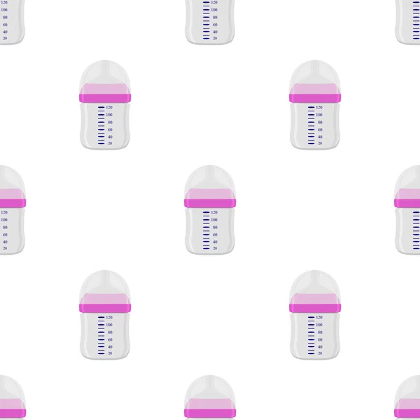 Illustratie Thema Gekleurde Kit Babymelk Heldere Fles Met Rubberen Fopspeen — Stockvector