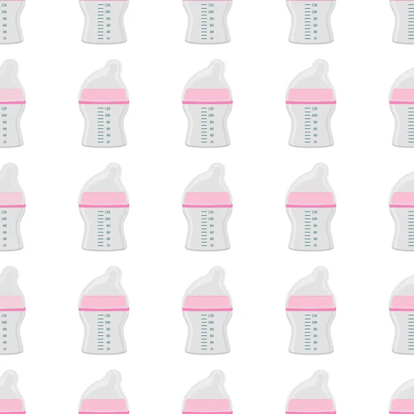 Illustratie Thema Gekleurde Kit Babymelk Heldere Fles Met Rubberen Fopspeen — Stockvector