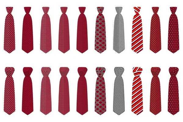 Tema Büyük Resimde Farklı Türleri Çeşitli Boyut Kravatlar Bağları Ayarlayın — Stok Vektör