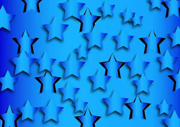 Background Blue Stars Illusion Cutting Paper — Stock Vector