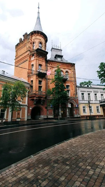 Ucrania Kiev Cuarentena Efecto Película Calle Ciudad Vacía — Foto de Stock