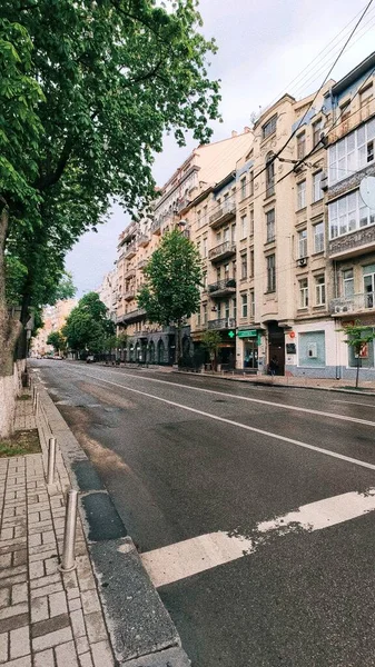 Ukrajina Kyjev Karanténě Filmový Efekt Prázdné Městské Ulice — Stock fotografie