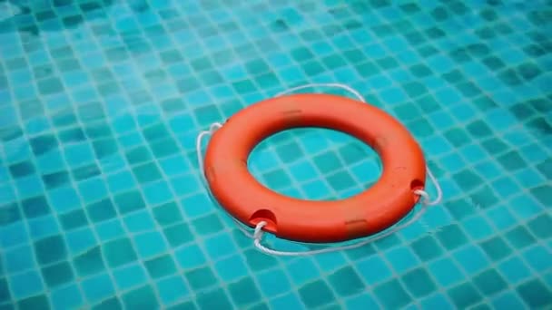 The lifebuoy floats in the pool — Stock Video