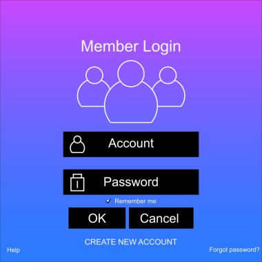 Oturum açma formu menü ile basit bir çizgi kutsal kişilerin resmi.