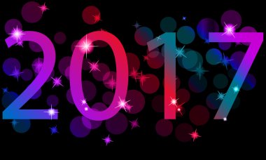 Mutlu yeni yıl 2017. Mevsim Selam, renkli havai fişek tasarım.