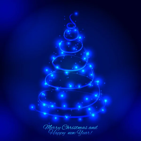 Árbol de Navidad abstracto hecho de destellos y luces . — Vector de stock