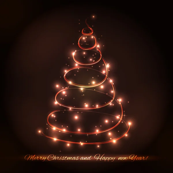 Árbol de Navidad abstracto hecho de destellos y luces . — Vector de stock