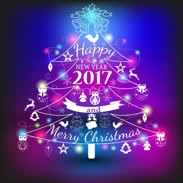 Noel ve yeni yıl etiket ağacının. Kaligrafi dekorasyon tipografik ile